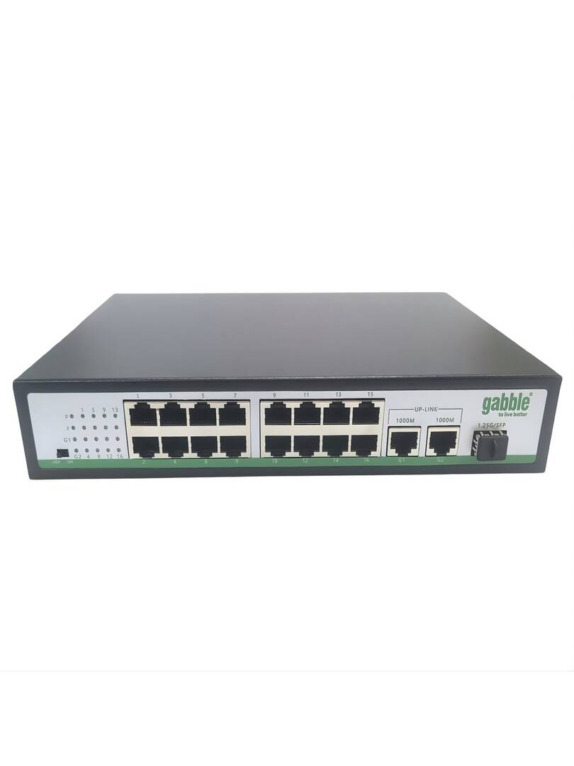 Gabble GAB-P162MGS 16 Port 10/100 Mbps 2 Port Gigabit Uplink 1 Port Gigabit SFP PoE Switch