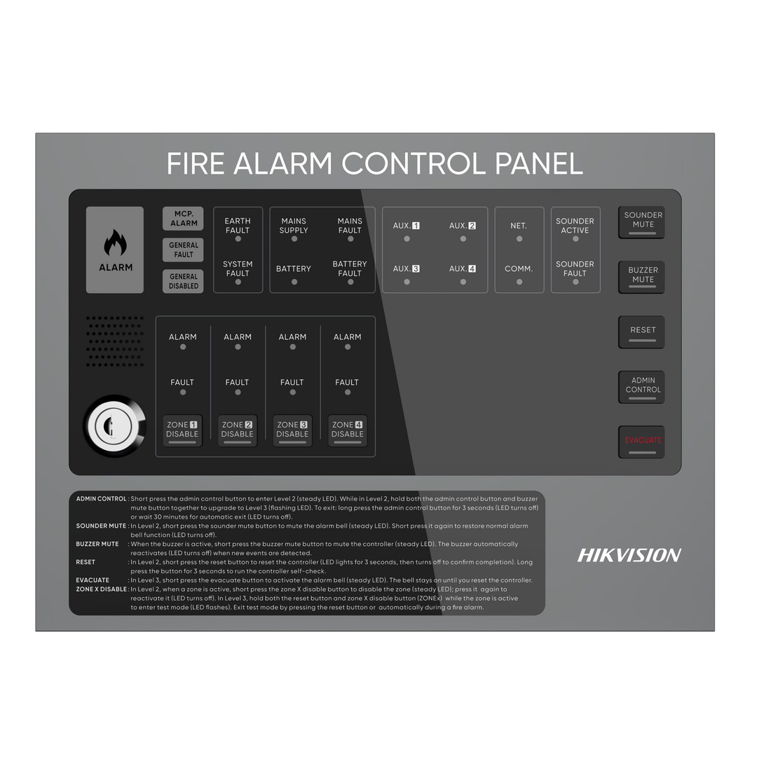 Hikvision HF-C104 4 Bölgeli Konvansiyonel Yangın Alarm Paneli