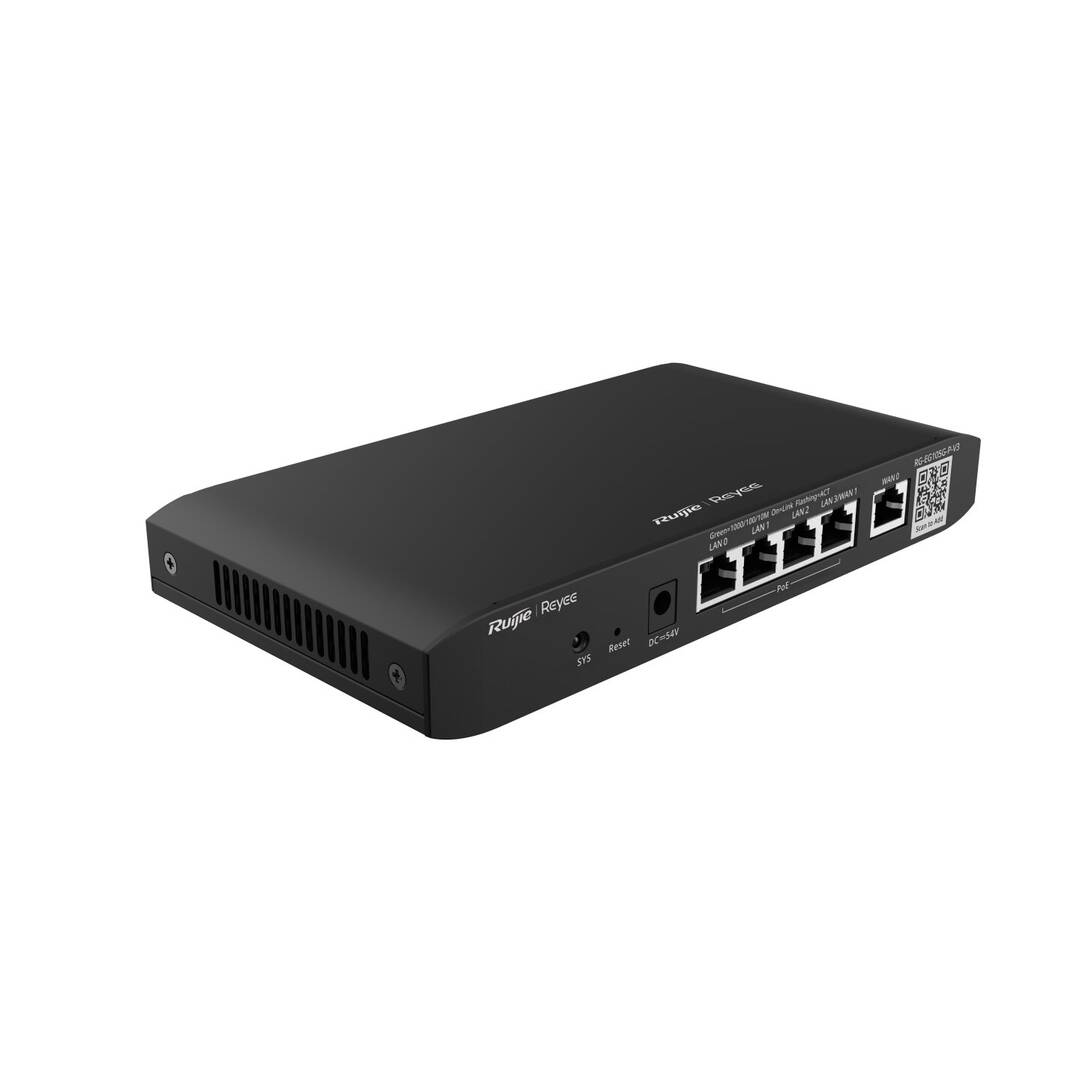 Reyee RG-EG105G-P-V3 5 Portlu Router Web Yönetilebilir 2 Wans 100 Kullanıcı 4 Port Poe(54w)