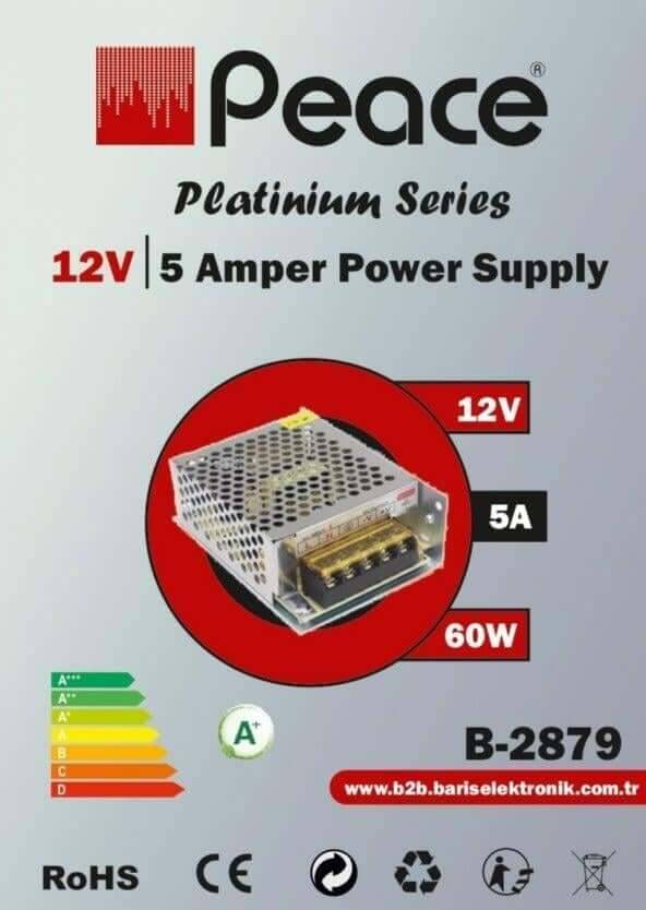 Peace B-2879 12V 5A SMPS Metal Kasa Adaptör