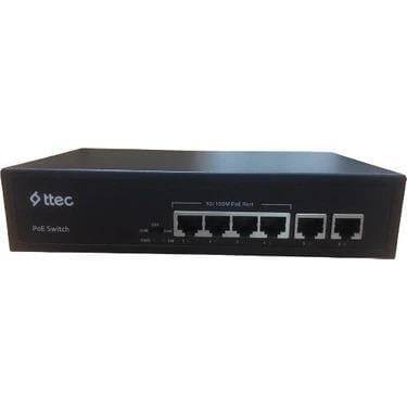 Ttec 0665P 4 Portlu 10/100 Fast Ethernet Tak Çalıştır Switch 2 Fast Ethernet Uplink 4 Port Poe